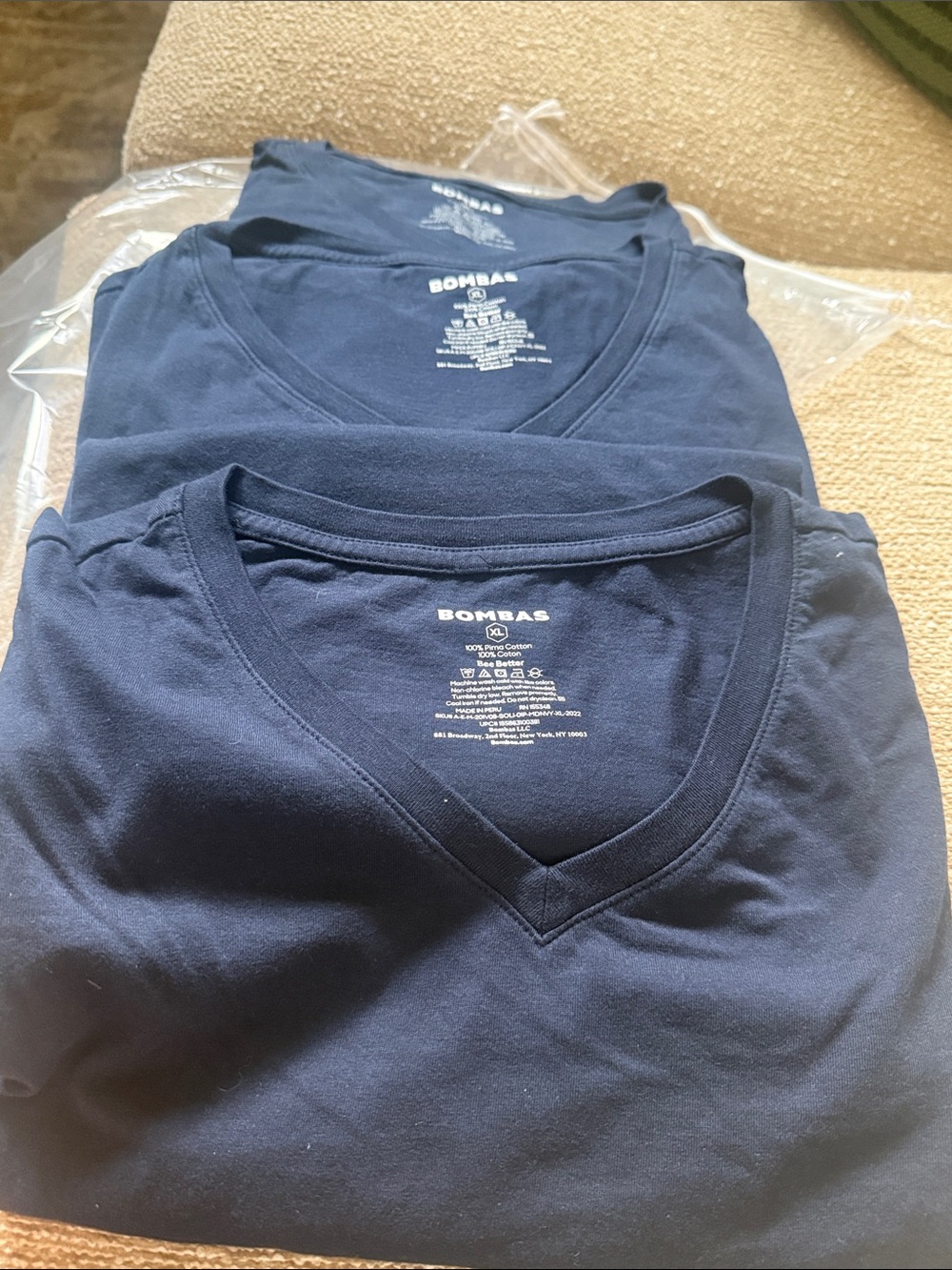 Bombas Navy V-Neck Tee Trio - Dark Blue